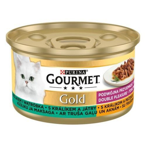 GOURMET GOLD Nyúllal és májjal duó élmény nedves macskaeledel 12x85g