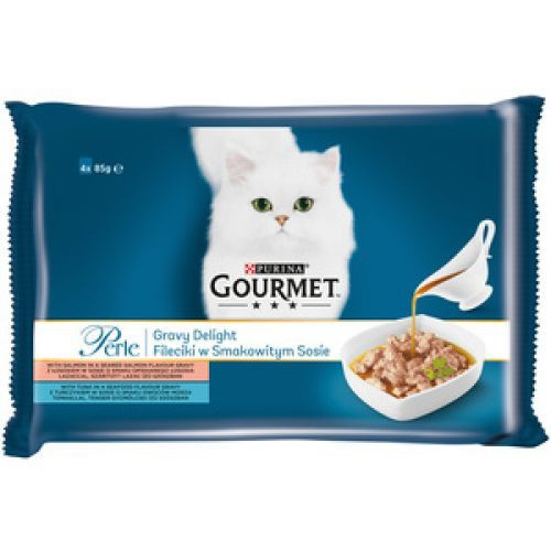 GOURMET PERLE GRAVY DELIGHT Lazaccal/Tonhallal nedves macskaeledel 4x85g