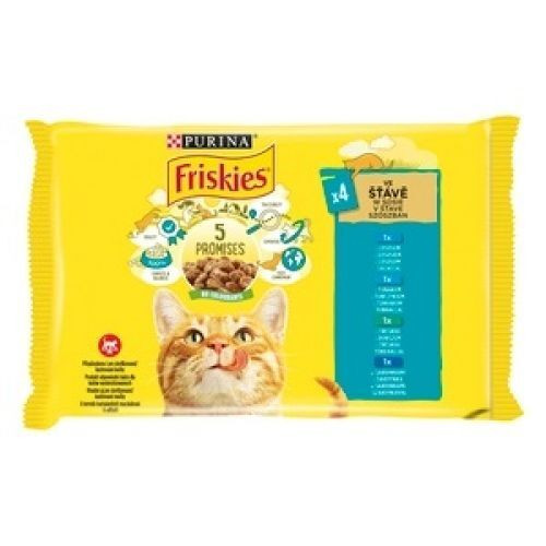 FRISKIES Szószban Lazaccal/Tonhallal/Szardíniával/Tőkehallal nedves macskaeledel 4x85g