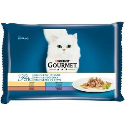 GOURMET Perle pulyka/tonhal/kacsa/bárány nedves macskaeledel 4x85g