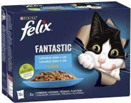 FELIX FANTASTIC Halas válogatás aszpikban nedves macskaeledel 12x85g