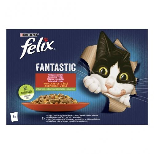 FELIX FANTASTIC Csirkével és paradicsommal/Marhával és sárgarépával aszpikban 4x85g