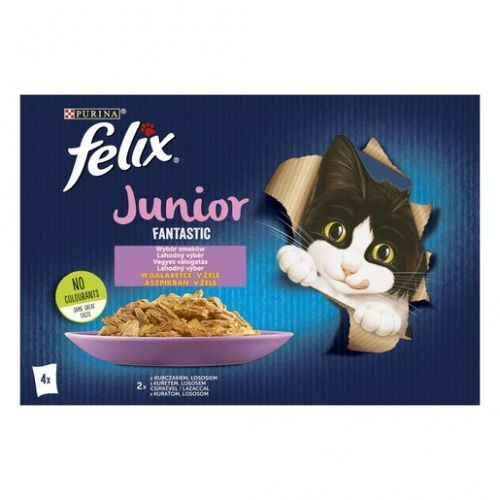 FELIX FANTASTIC Junior Csirkével/Lazaccal aszpikban 4x85g