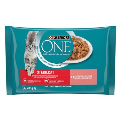 Purina ONE STERILCAT Lazaccal és Sárgarépával nedves macskaeledel 4x85g