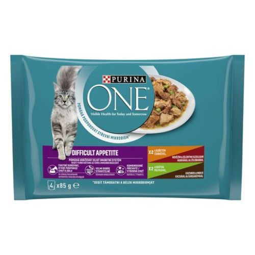 Purina ONE DIFFICULT APPETITE Csirkével és pulykával nedves macskaeledel 4x85g