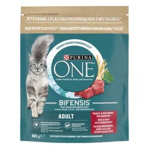 PURINA ONE Marhában és teljes kiőrlésű gabonákban gazdag száraz macskaeledel 800g