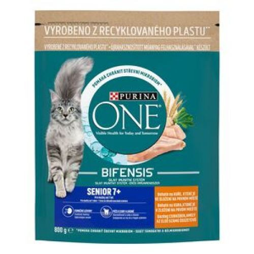 PURINA ONE SENIOR Csirkében és teljes kiőrlésű gabonákban gazdag száraz macskaeledel 800g