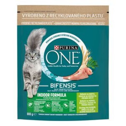 PURINA ONE INDOOR FORMULA Pulykában és teljes kiőrlésű gabonákban gazdag száraz macskaeledel 800g