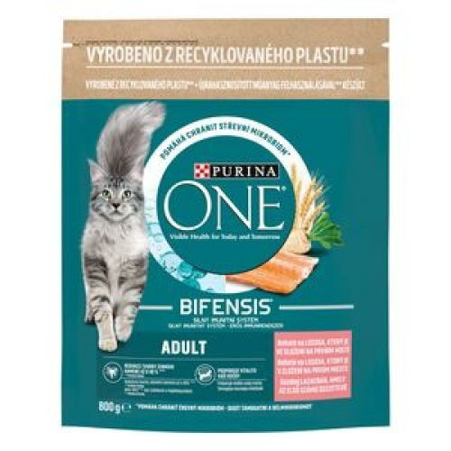 PURINA ONE Lazacban és teljes kiőrlésű gabonákban gazdag száraz macskaeledel 800g