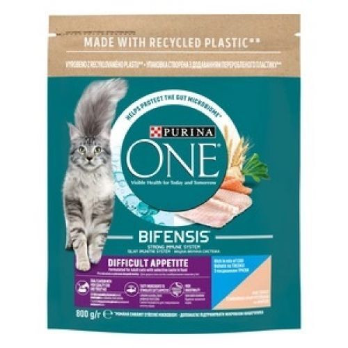 PURINA ONE DIFFICULT APPETITE Tőkehal és pisztráng keverékében gazdag száraz macskaeledel 800g