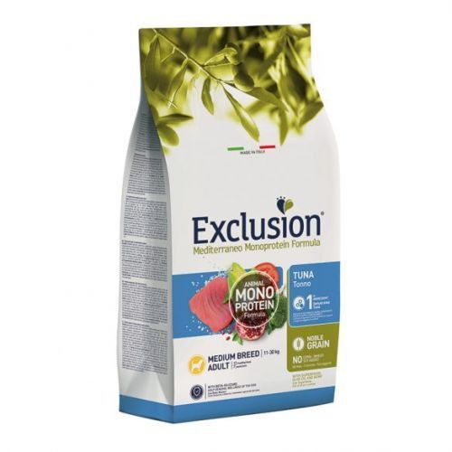 EXCLUSION MEDITERRANEO MONOPROTEIN FORMULA NOBLE GRAIN ADULT TUNA MEDIUM 12 KG