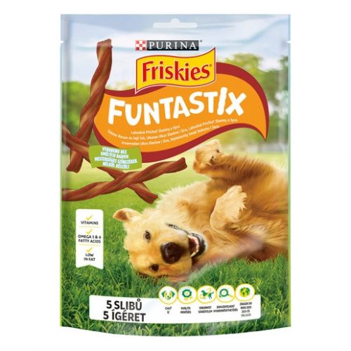 FRISKIES Funtastix Ízletes bacon és sajt ízesítésű kutya jutalomfalat 175g